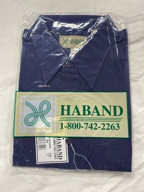 Haband Men's Dark Blue Button-Down Dress Shirt